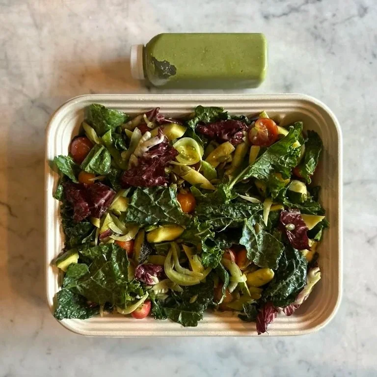 Crunchy Kale, Seasonal Veggie + Avocado Salad