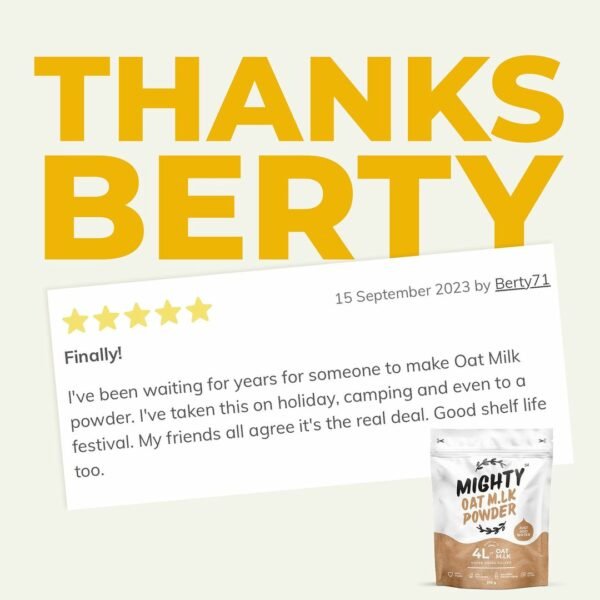 Customer testimonial for Mighty Oat Milk