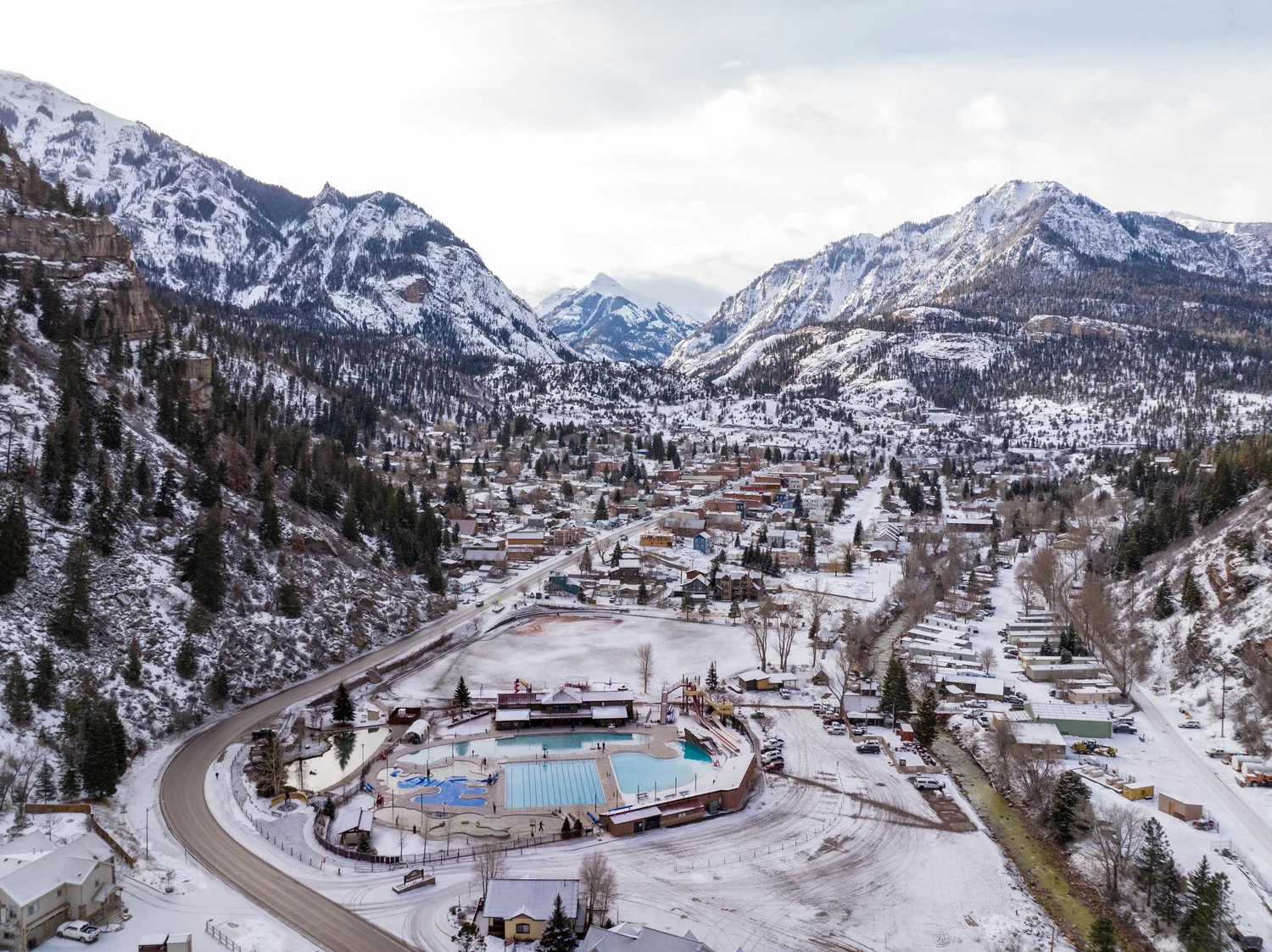 Ouray aerial drone view