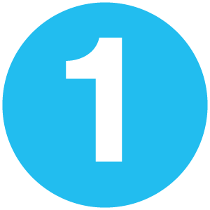 Blue circular icon with a white number one in the center.
