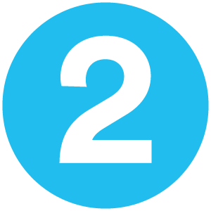 A blue circular sign with a white number 2 in the center.
