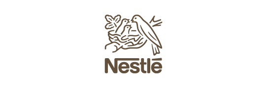 Nestlé logo with a bird perched on a branch above the company name.