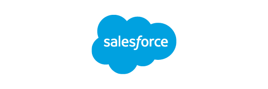 Salesforce logo with white text inside a blue cloud shape