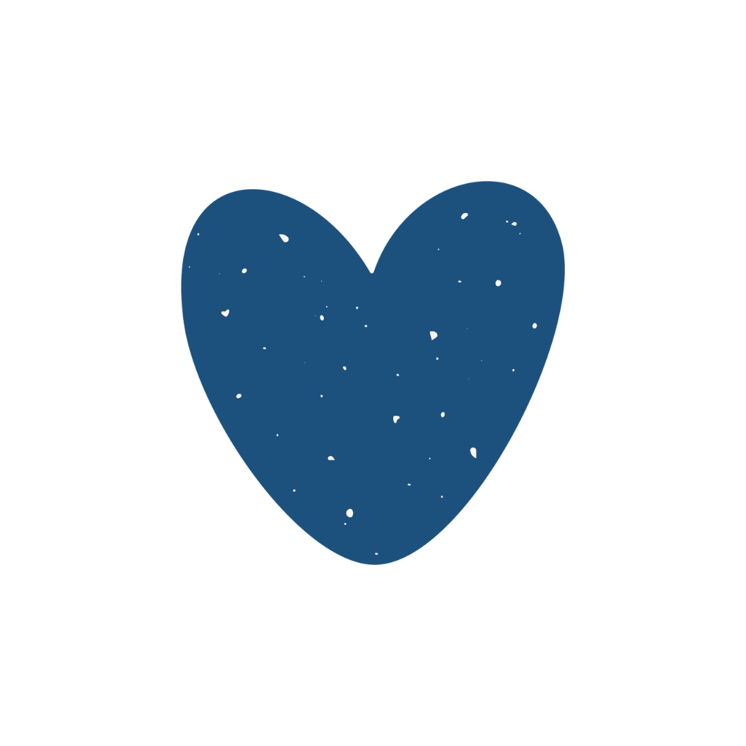 Blue heart with white speckles