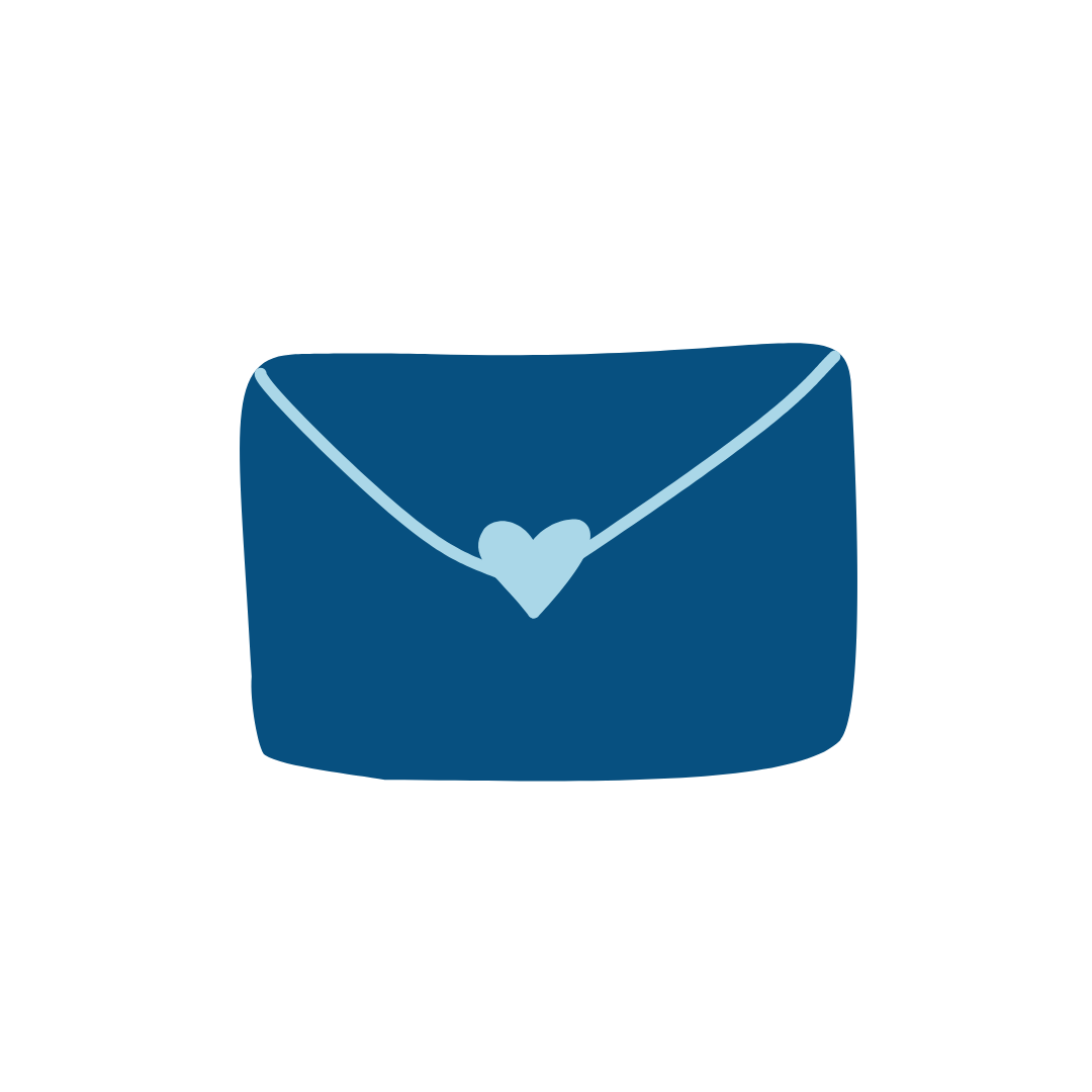 Blue envelope with a heart-shaped seal