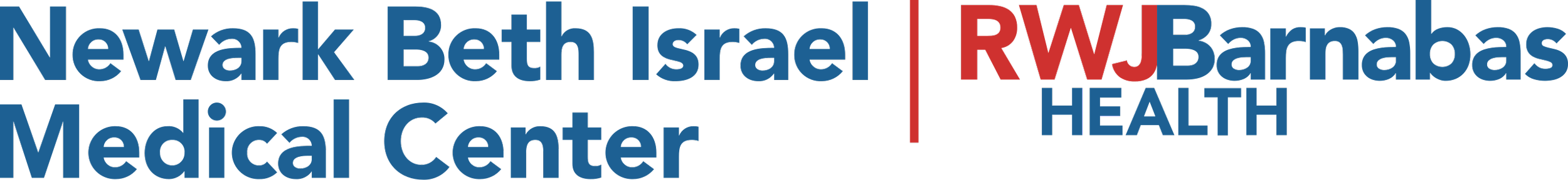 Text reading 'Newark Beth Israel Medical Center' and 'RWJBarnabas HEALTH' with a red vertical line separating them.