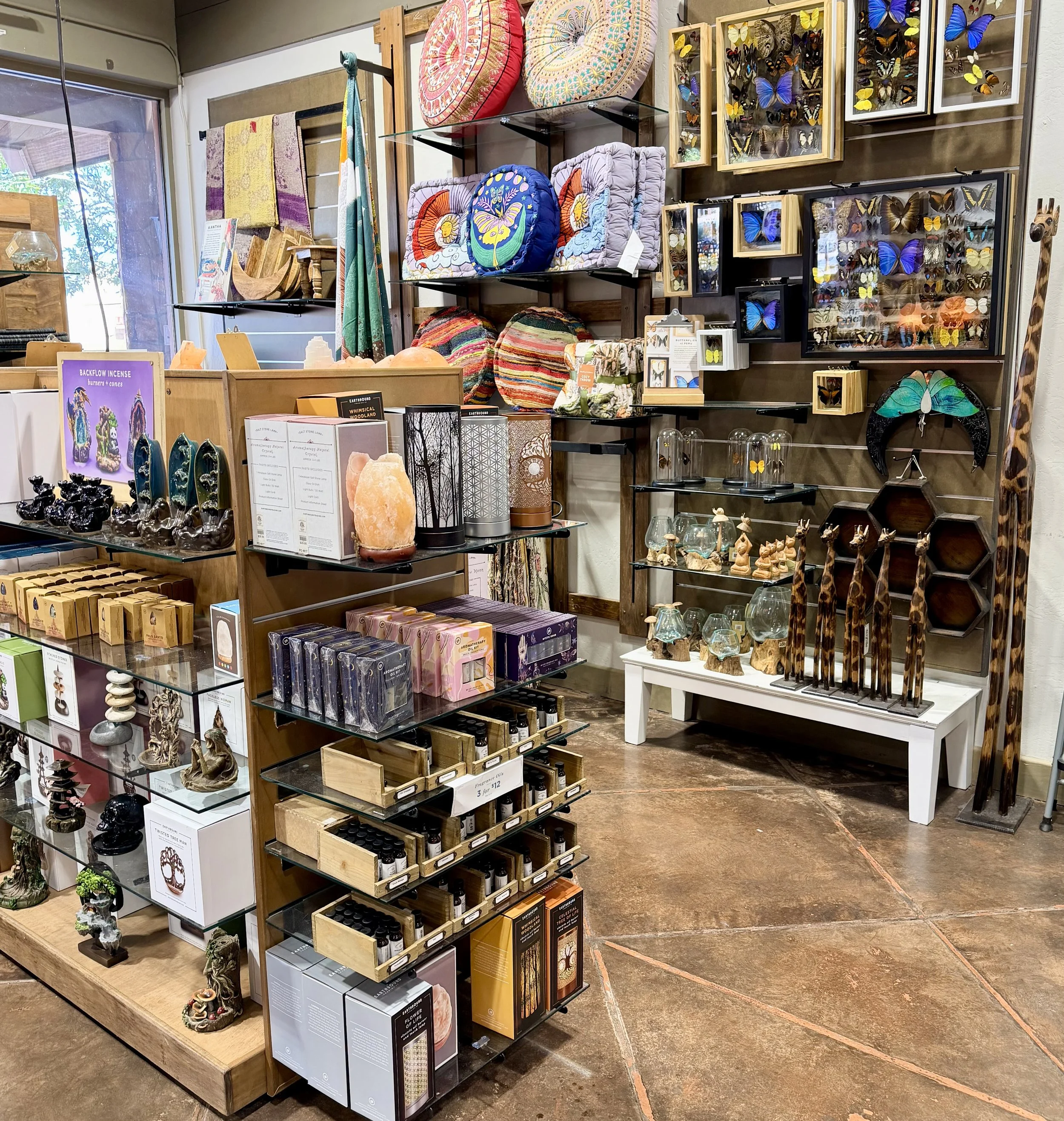 A display of beauty and care products at a shop in the Sedona Center.