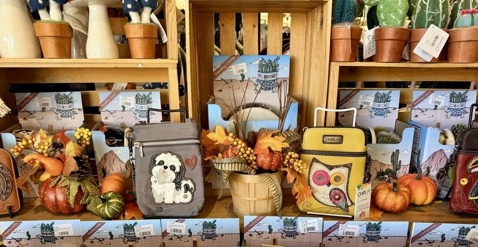 Southwestern gifts on display at a shop in the Sedona Center.