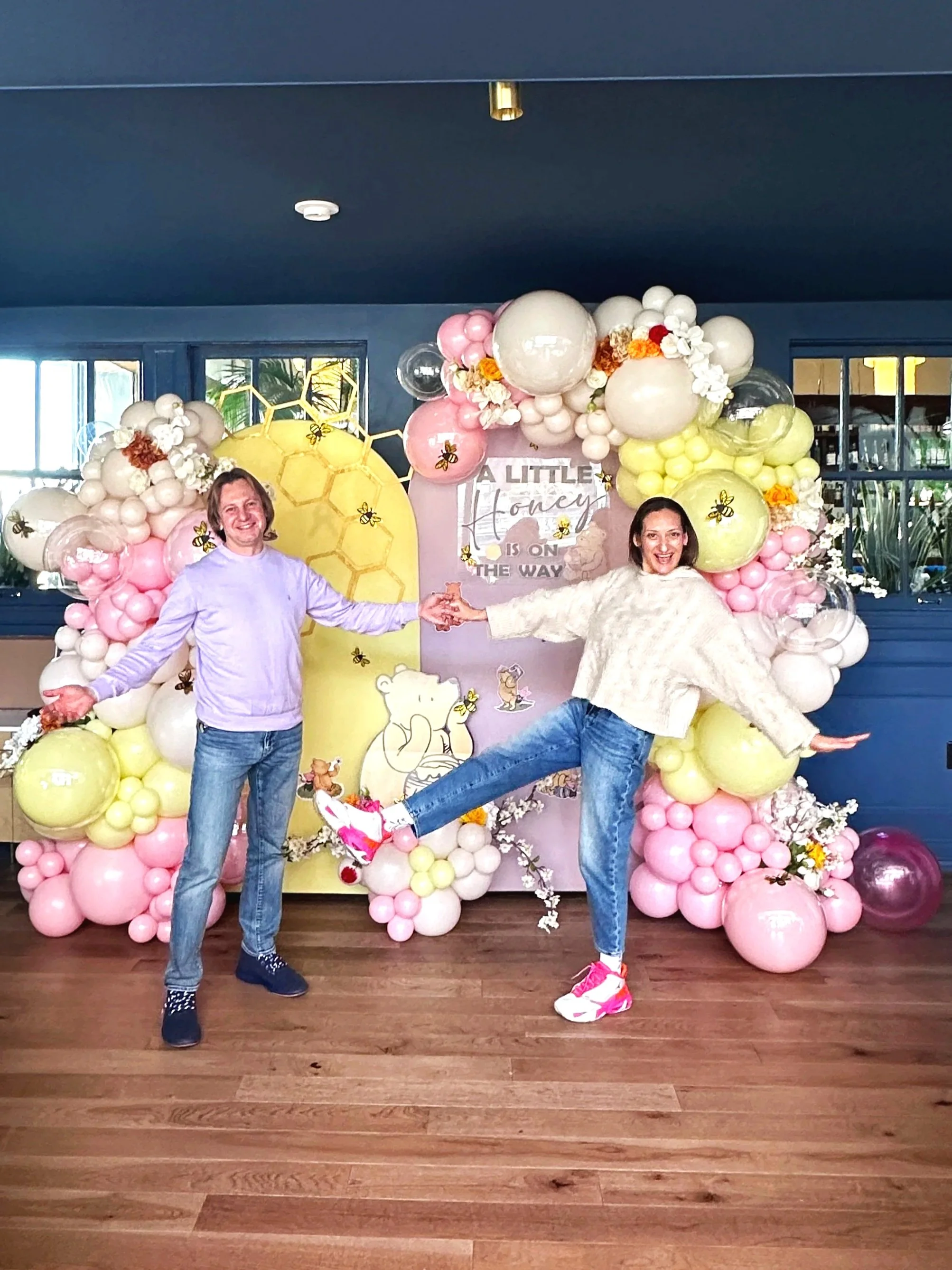 Winnie the Pooh Baby Shower Décor | Balloon Arch in San Francisco Embarcadero