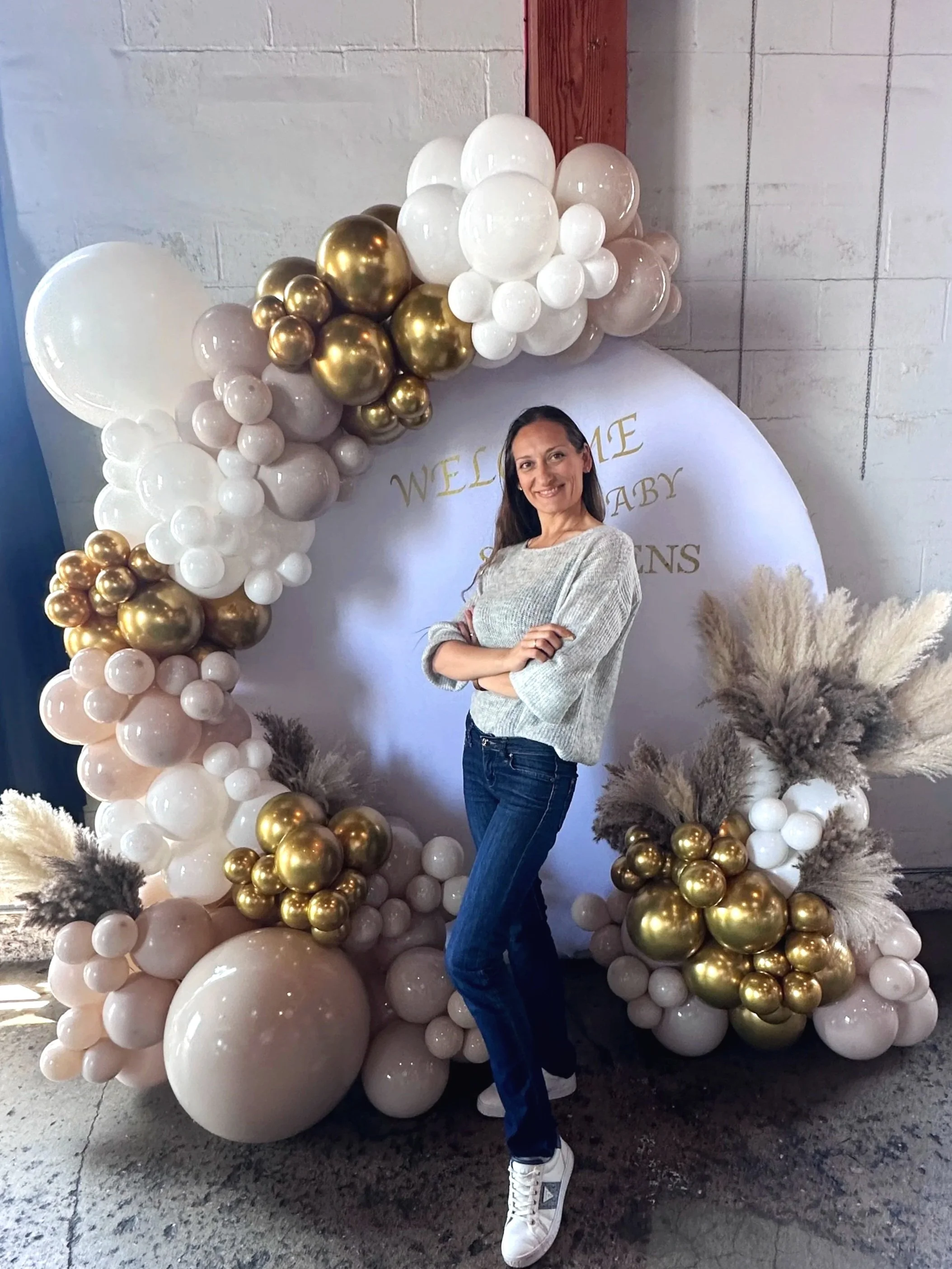 Welcome Baby Shower Backdrop | Elegant Balloon Décor Bay Area