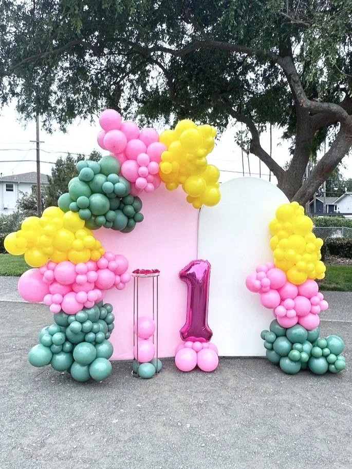 First Birthday Balloon Décor | Bright Orange & Yellow Arch Bay Area