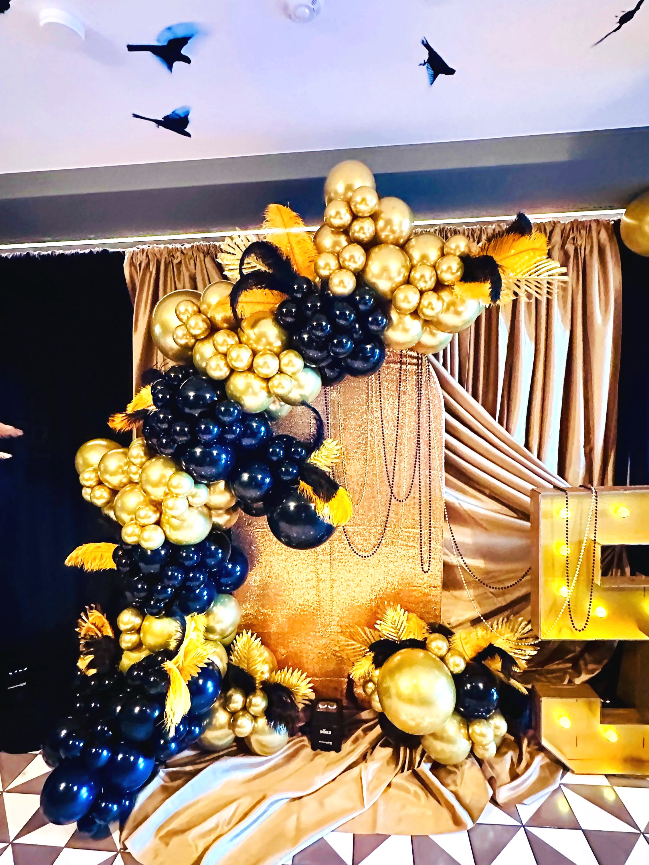 Gatsby-Inspired 50th Birthday Décor | Black & Gold Luxury Celebration
