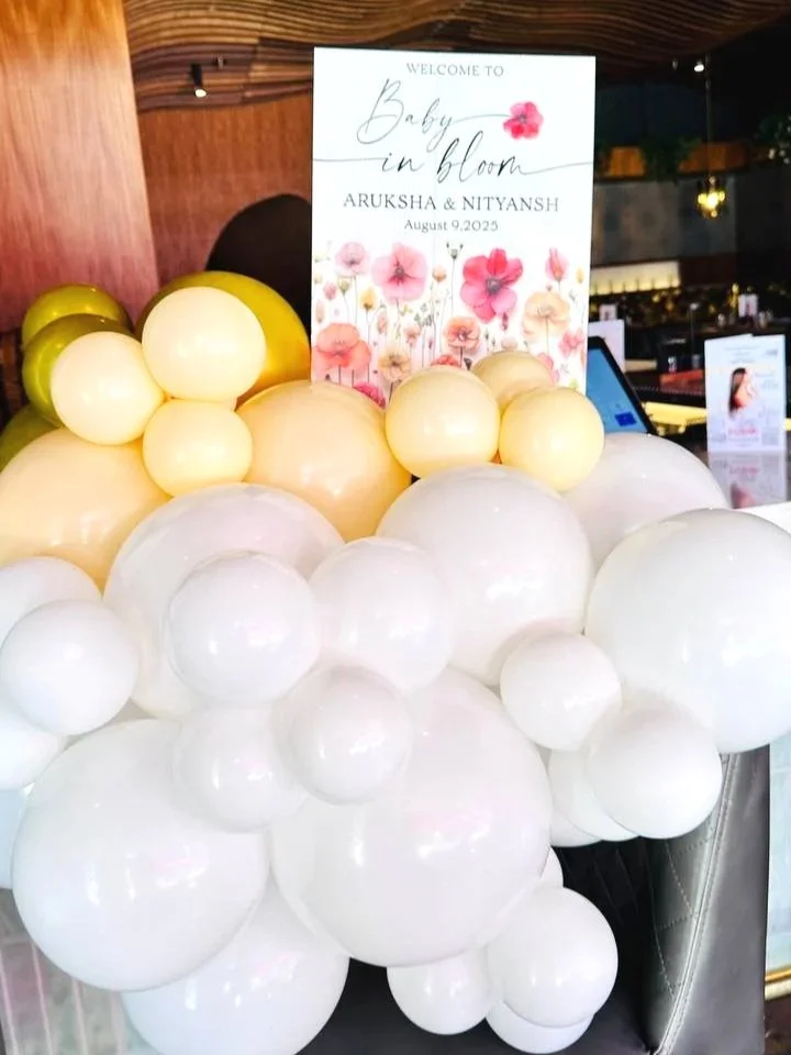 Elegant Oh Baby Shower Décor | Yellow, White & Gold Balloon Setup