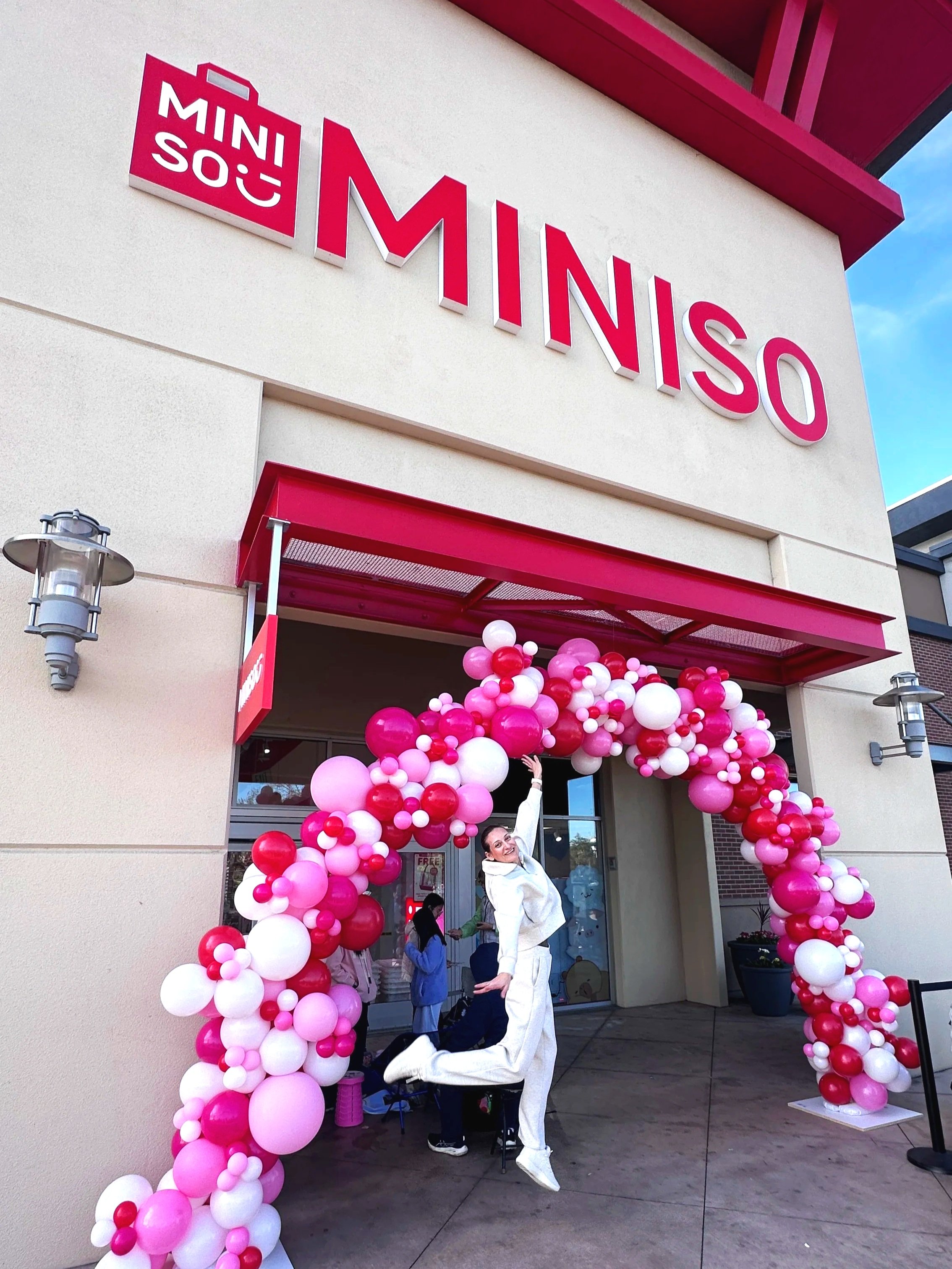 Grand Opening Balloon Décor for Miniso | Pink & White Balloon Columns