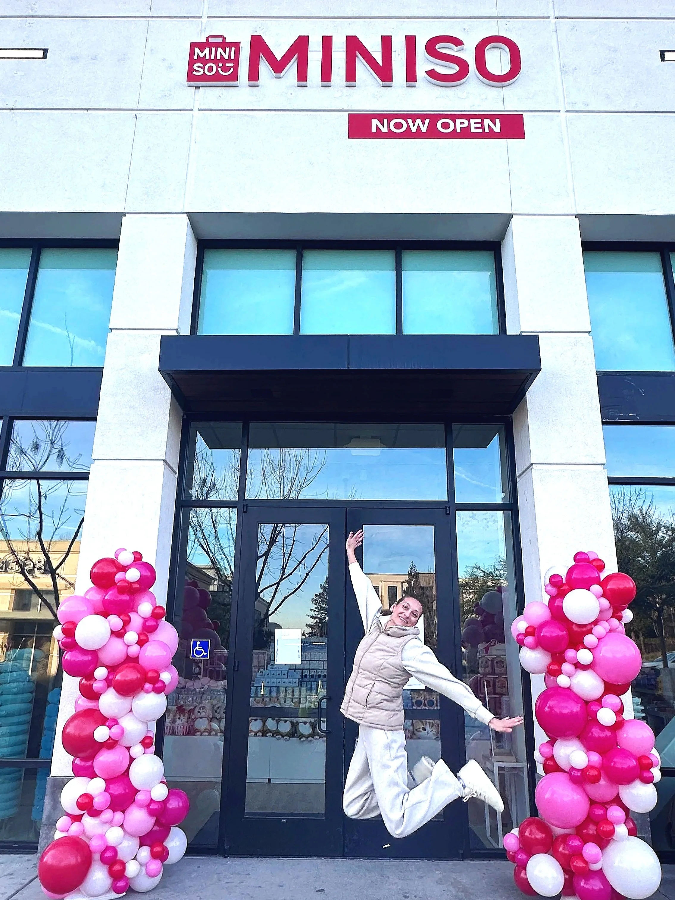 Grand Opening Balloon Décor for Miniso | Pink & White Balloon Columns