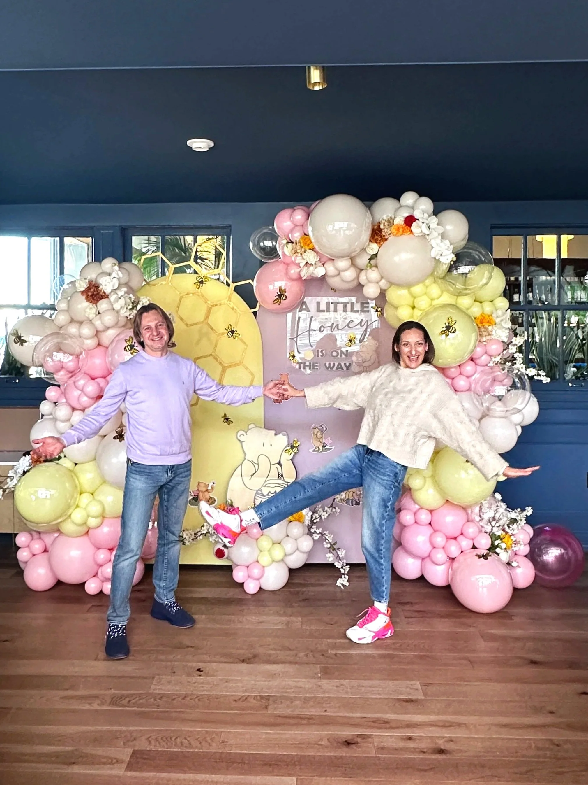 Winnie the Pooh Baby Shower Décor | Balloon Arch in San Francisco Embarcadero