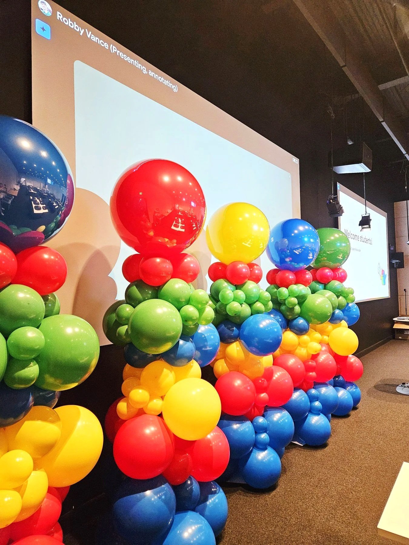 Google Team Event Primary Color Balloon Columns