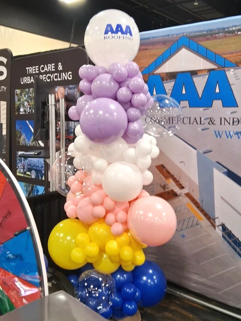 AAA Roofing Trade Show Branded Balloon Column