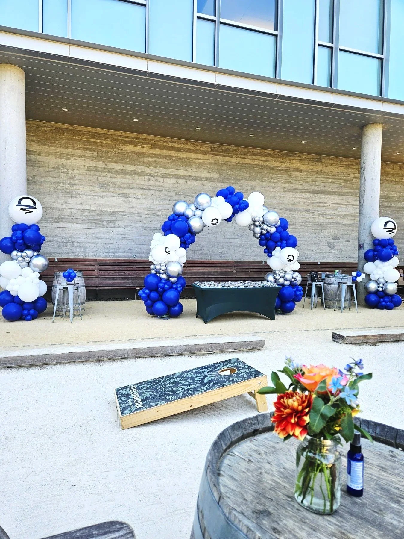 Alpha Public Schools Blue White Balloon Columns
