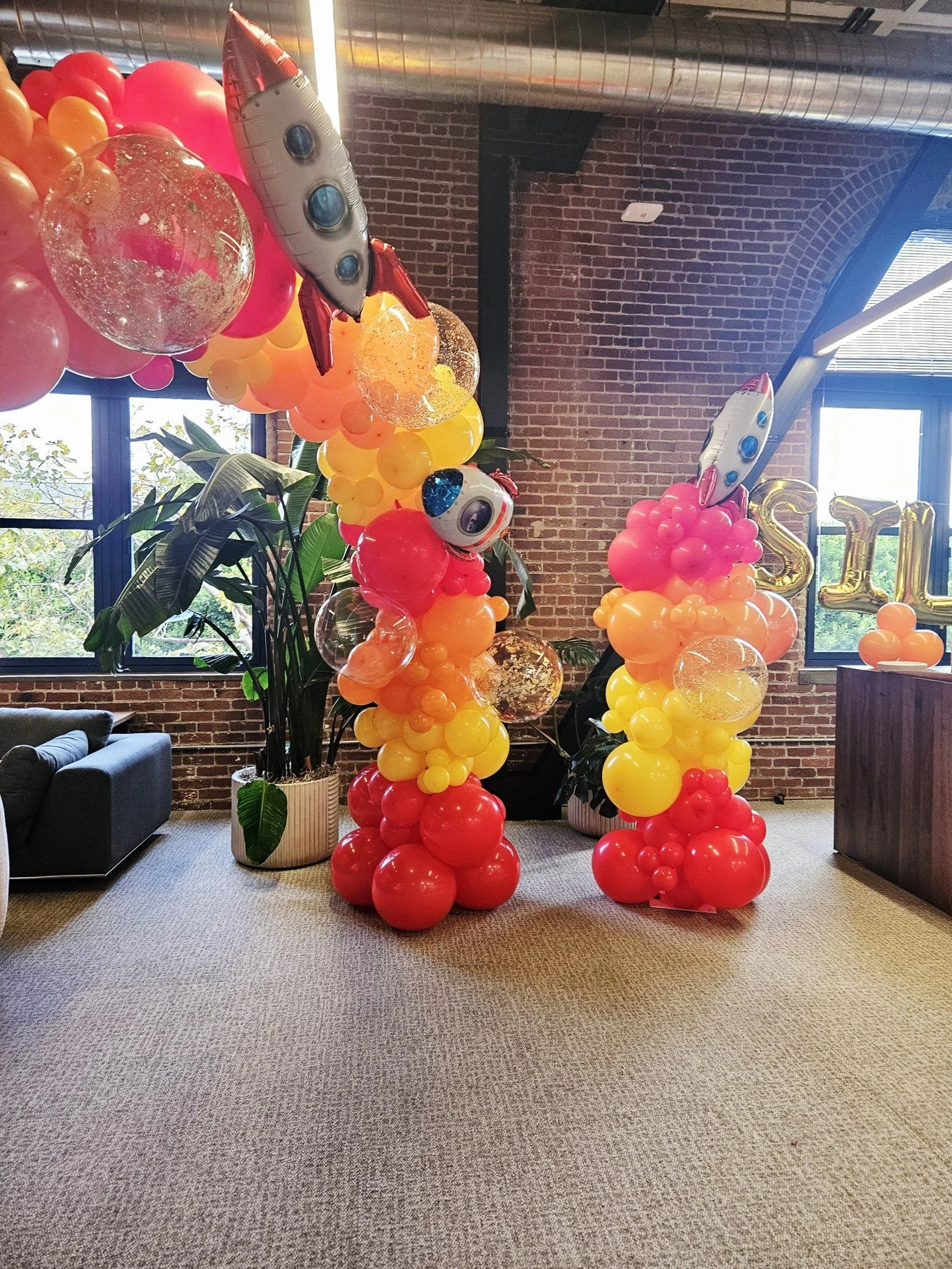 Corporate Space Theme Event Balloon Columns