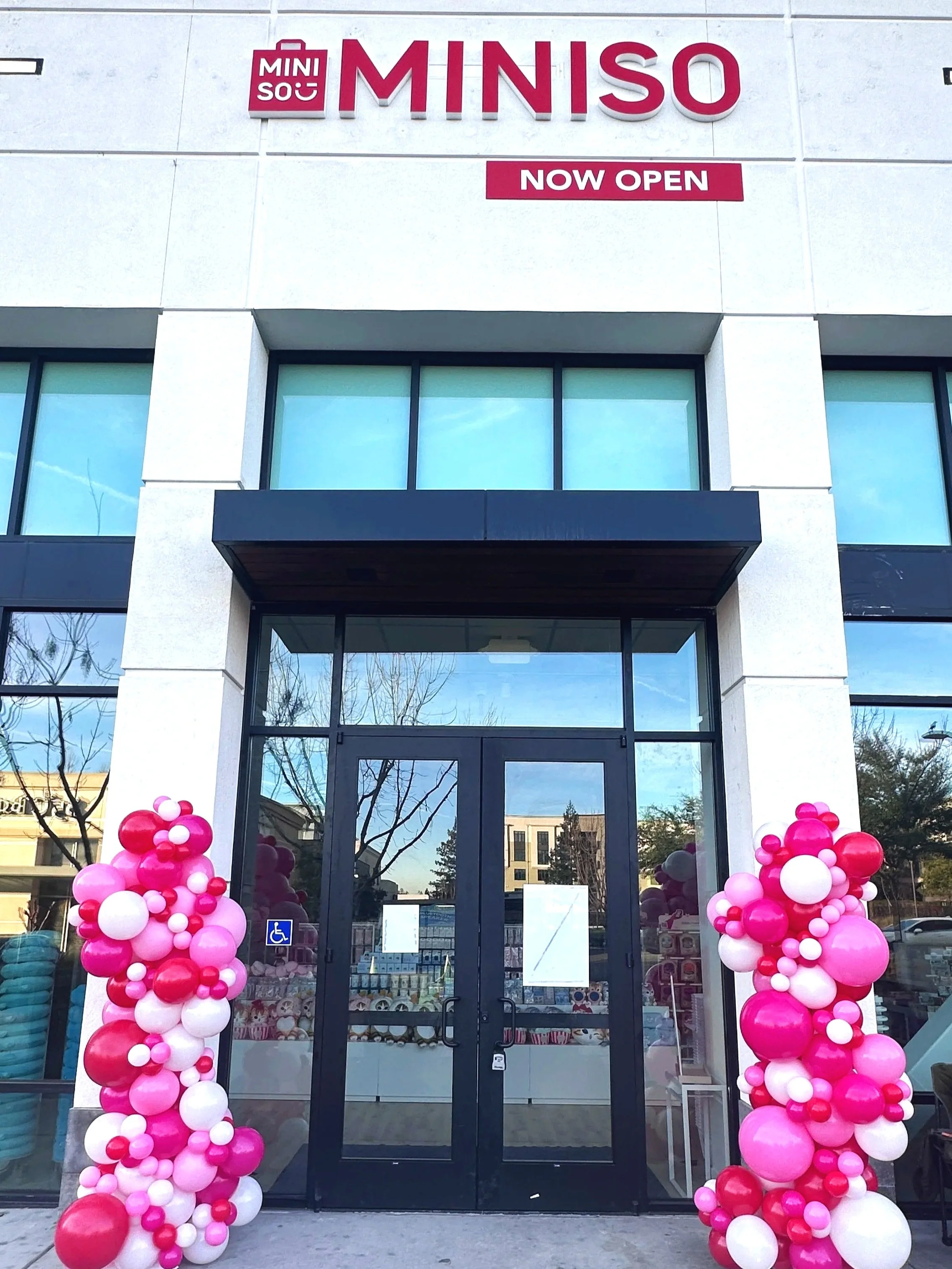 Grand Opening Balloon Décor for Miniso | Pink & White Balloon Columns