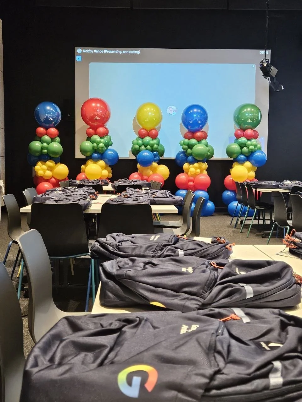 Google Team Event Primary Color Balloon Columns
