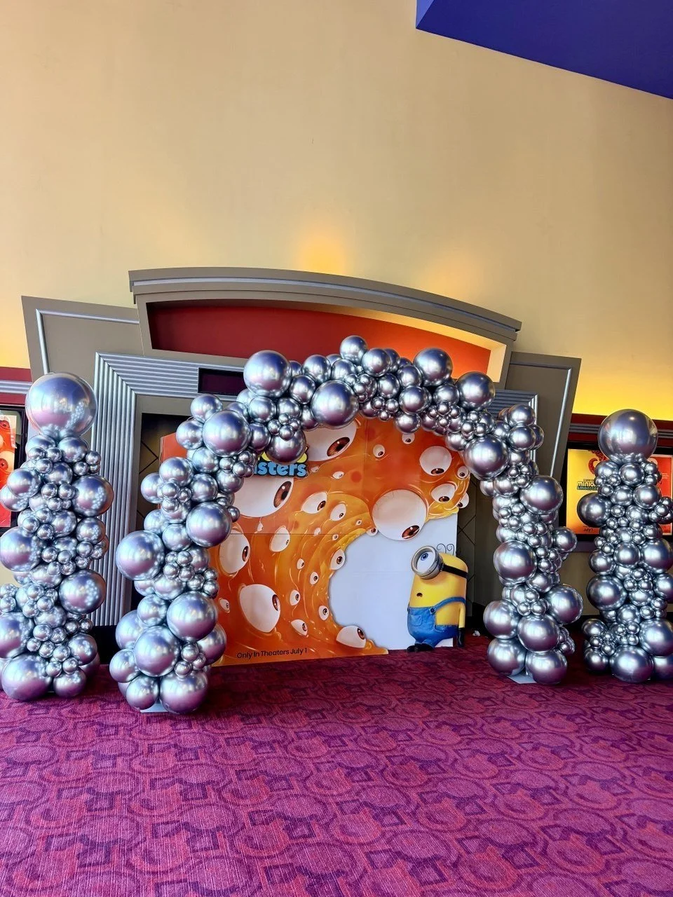 Minions Movie Premiere Silver Balloon Columns