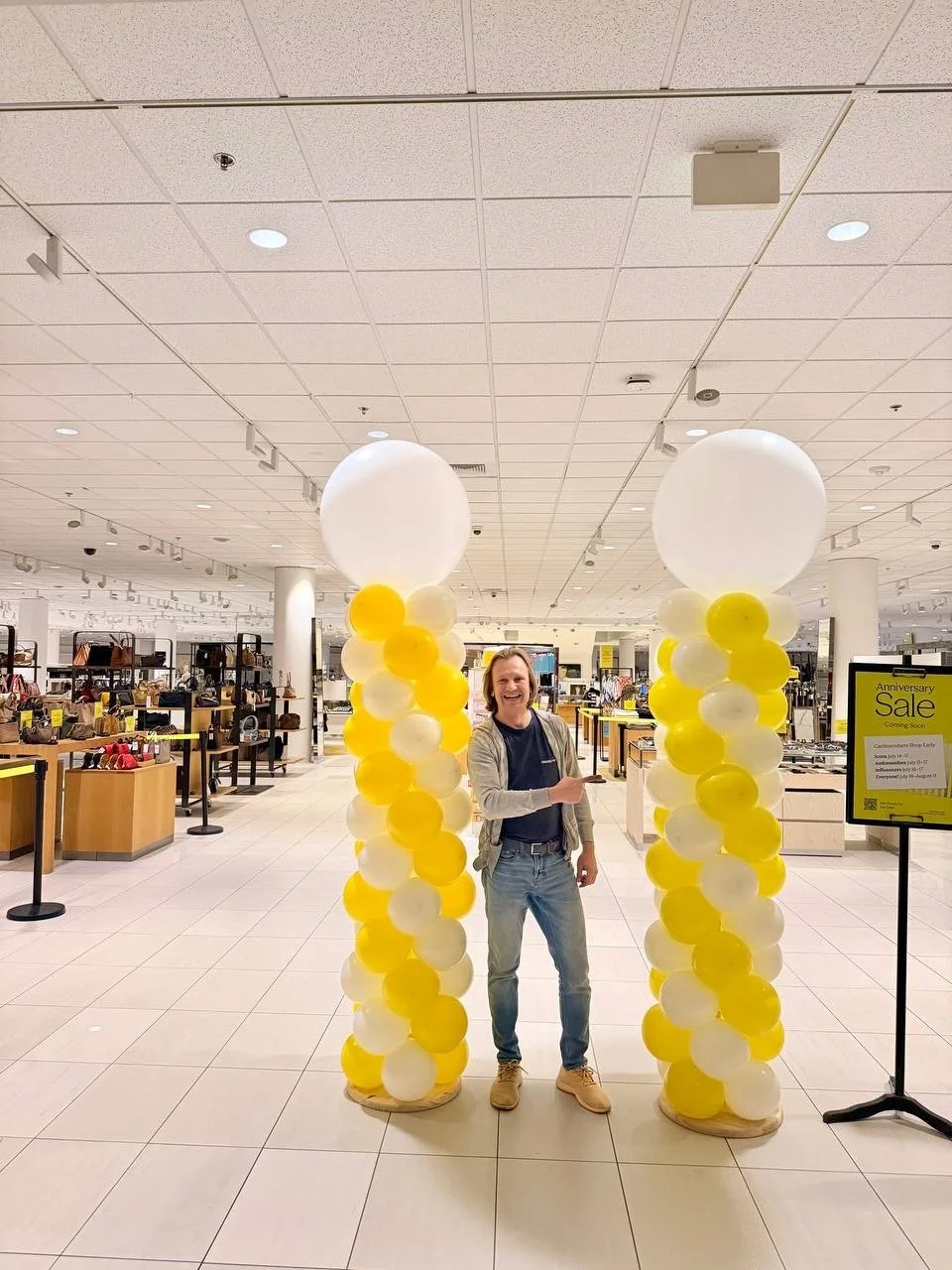 Nordstrom Store Event Yellow White Balloon Columns