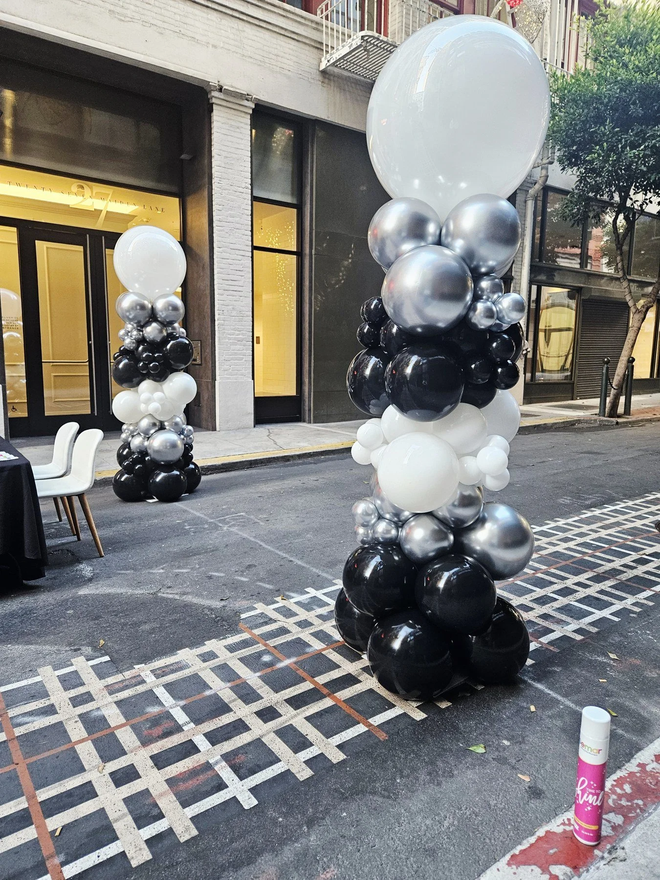 San Francisco Tech Event Black White Silver Balloon Column