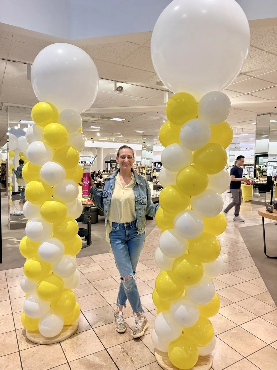 Nordstrom Store Event Yellow White Balloon Columns