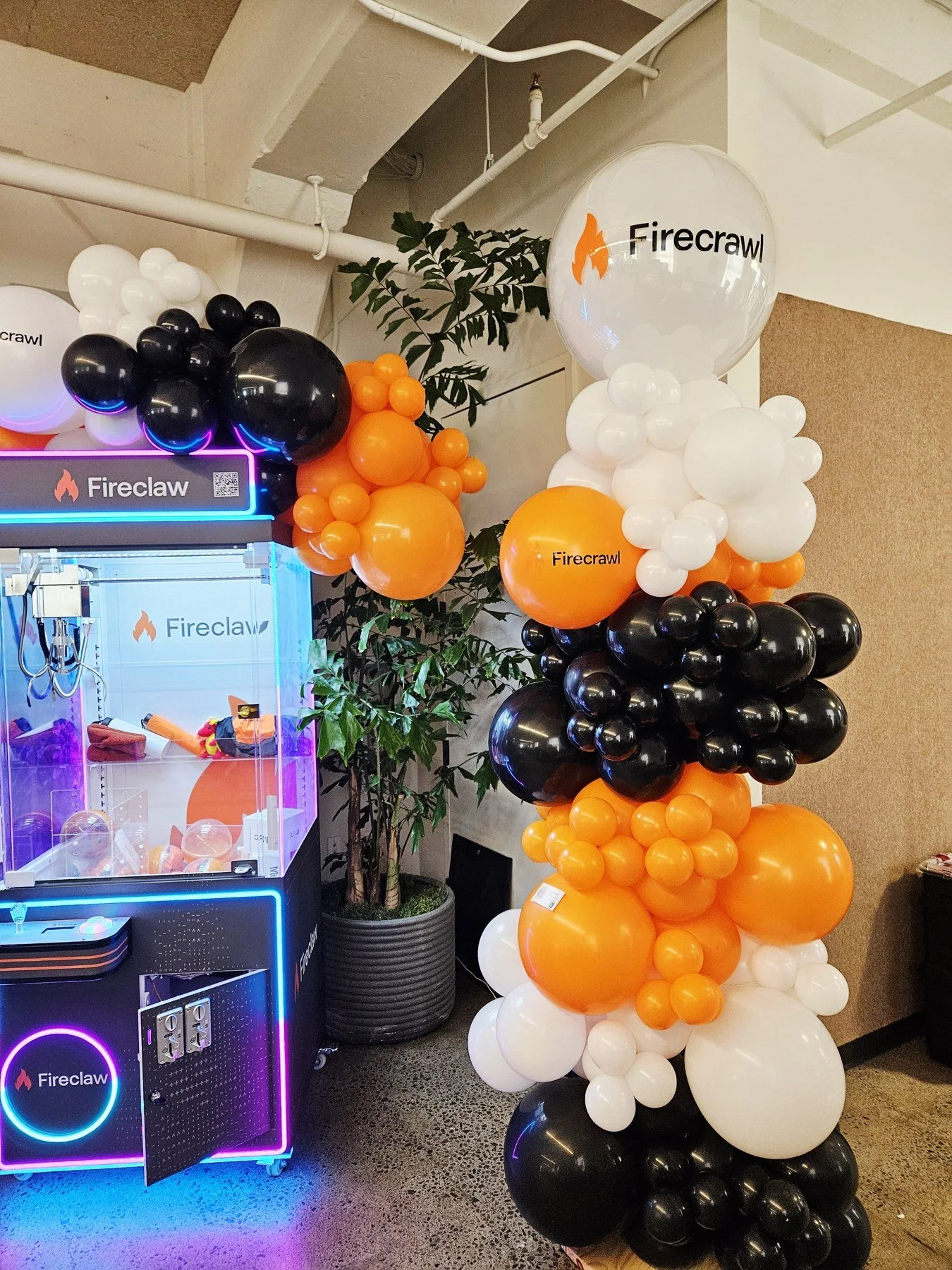 Firecrawl Office Launch Balloon Columns
