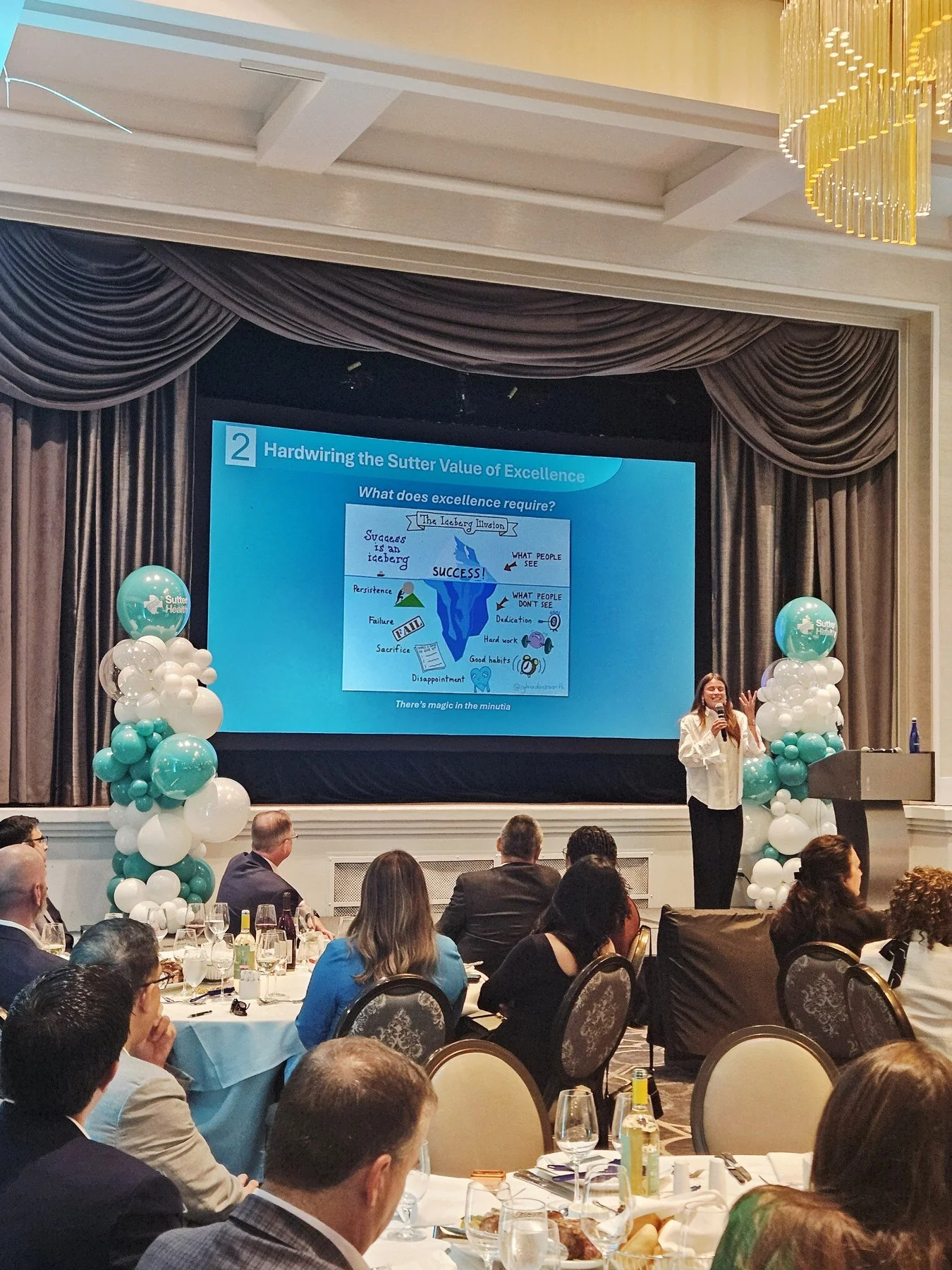 Sutter Health Leadership Event Stage Balloon Columns