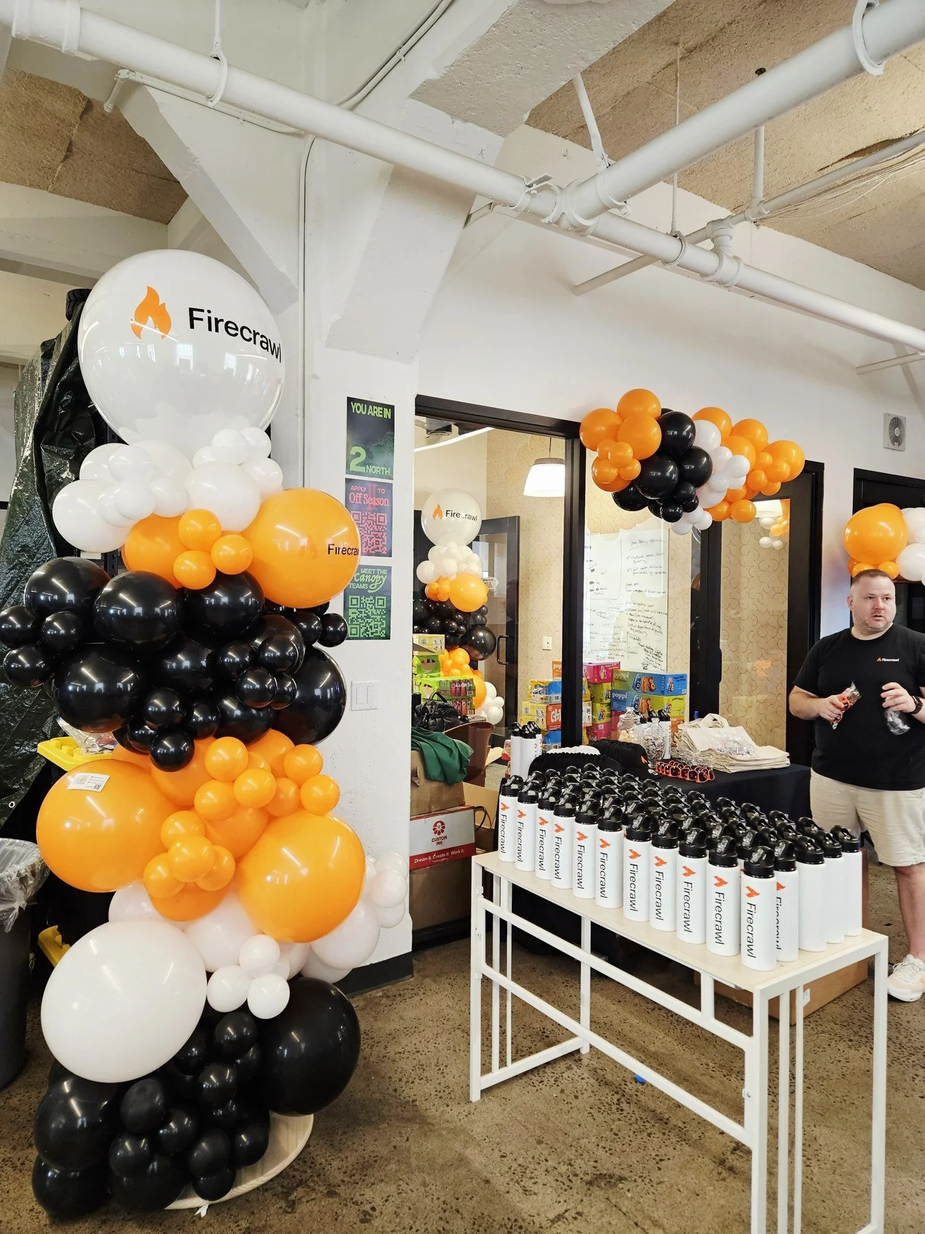 Firecrawl Office Launch Balloon Columns