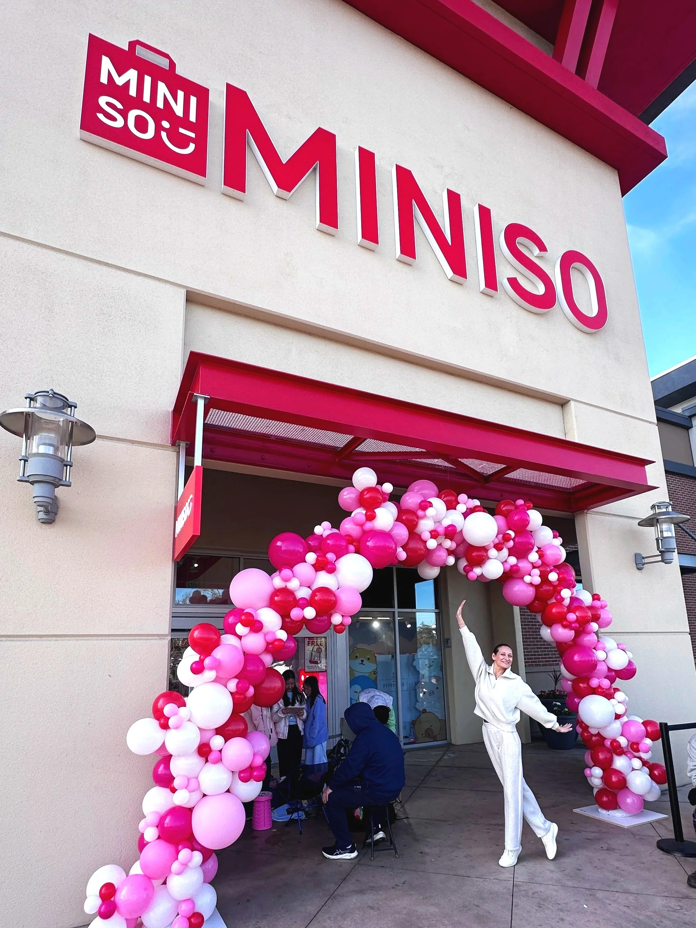 Grand Opening Balloon Décor for Miniso | Pink & White Balloon Columns