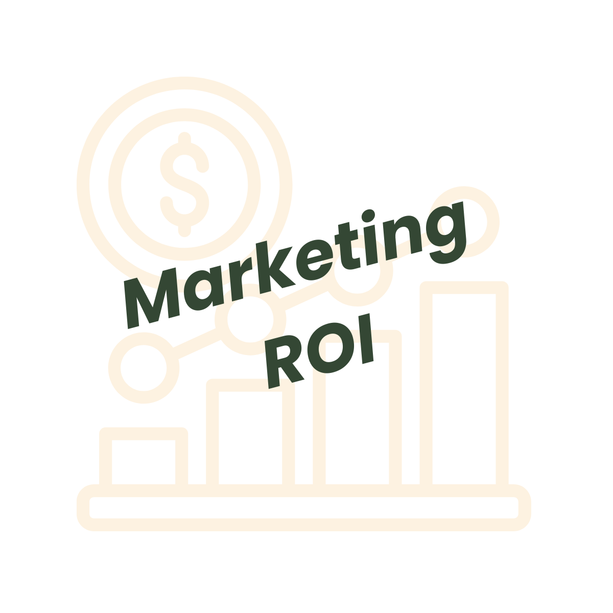 Image of results dashboard with dollar sign - words Marketing ROI