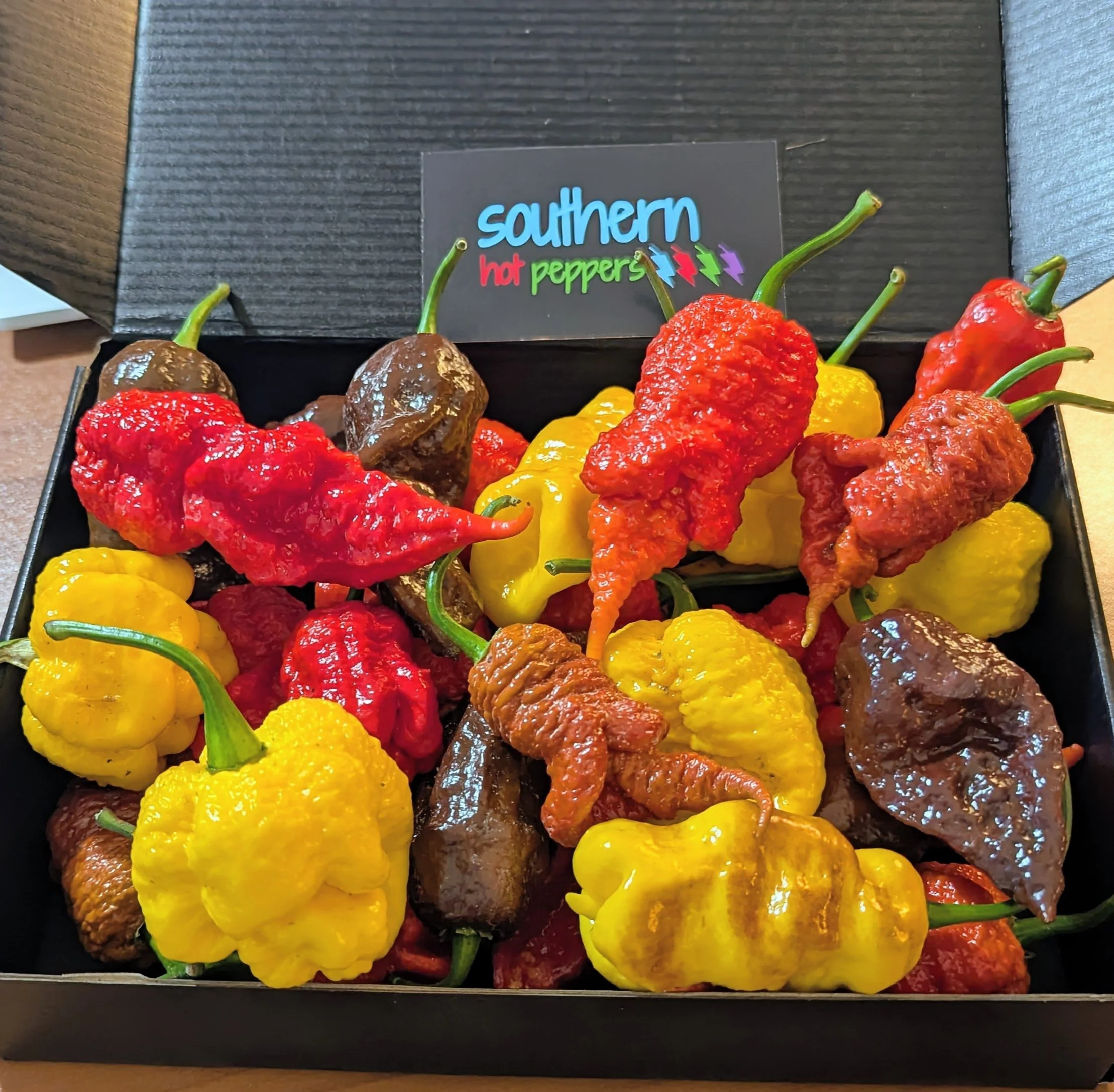 Box of Fresh Super Hot Peppers