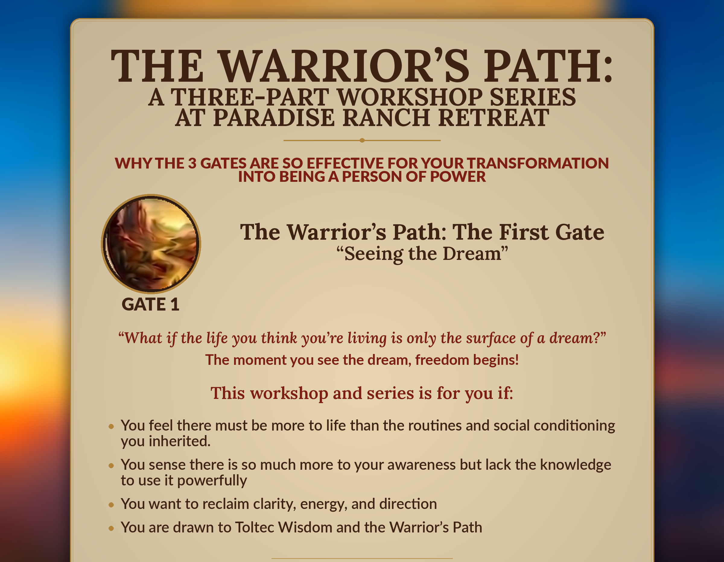 Warrior's Workshop Deposit