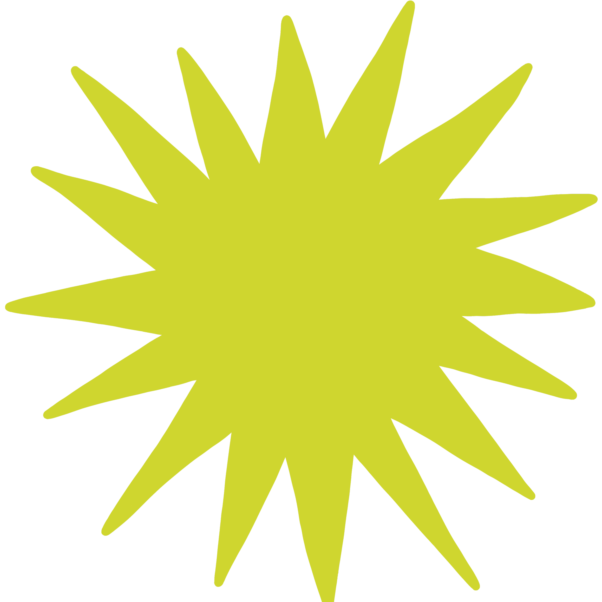 A green starburst shape with a transparent background.
