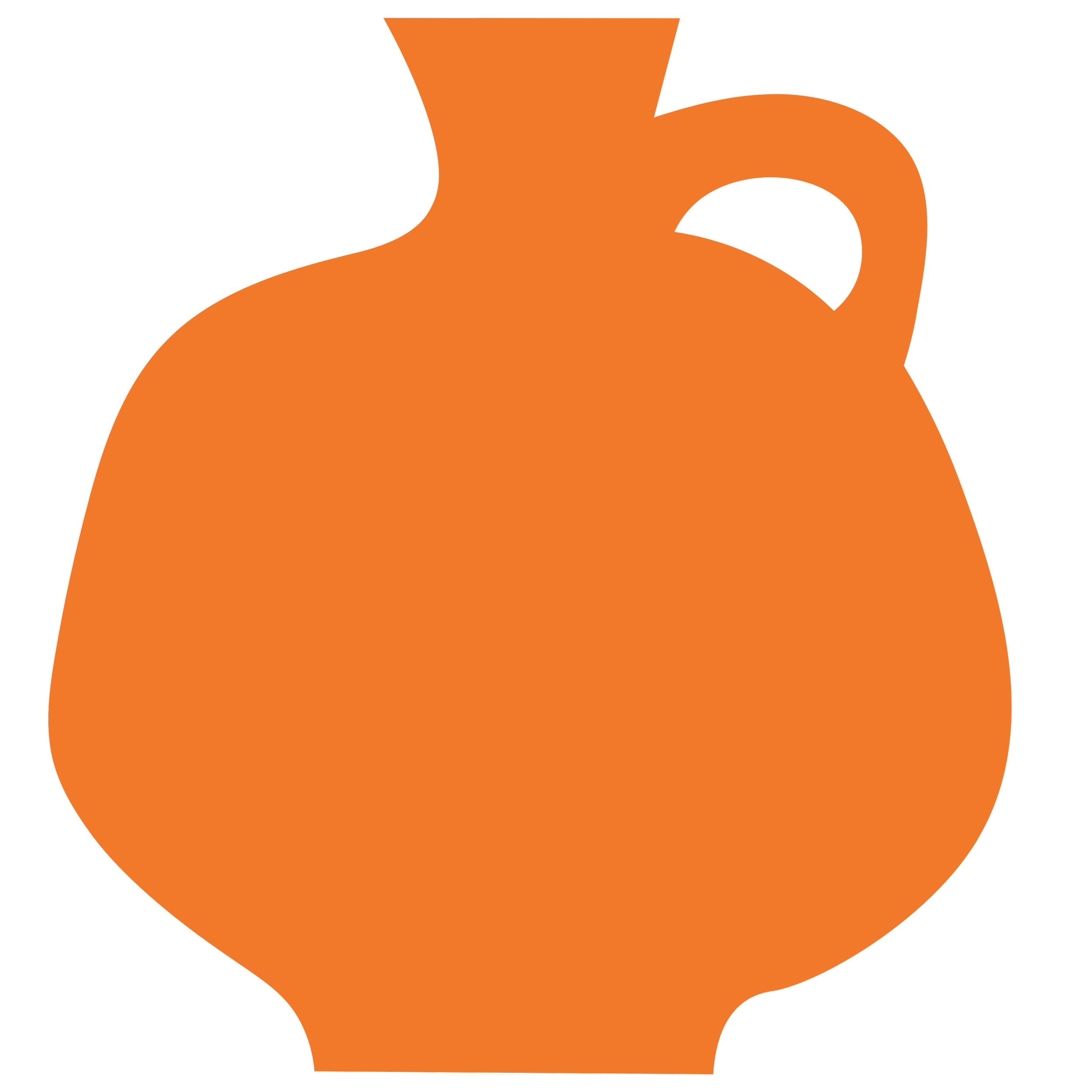 A stylized, minimalist orange pottery silhouette on a transparent background.