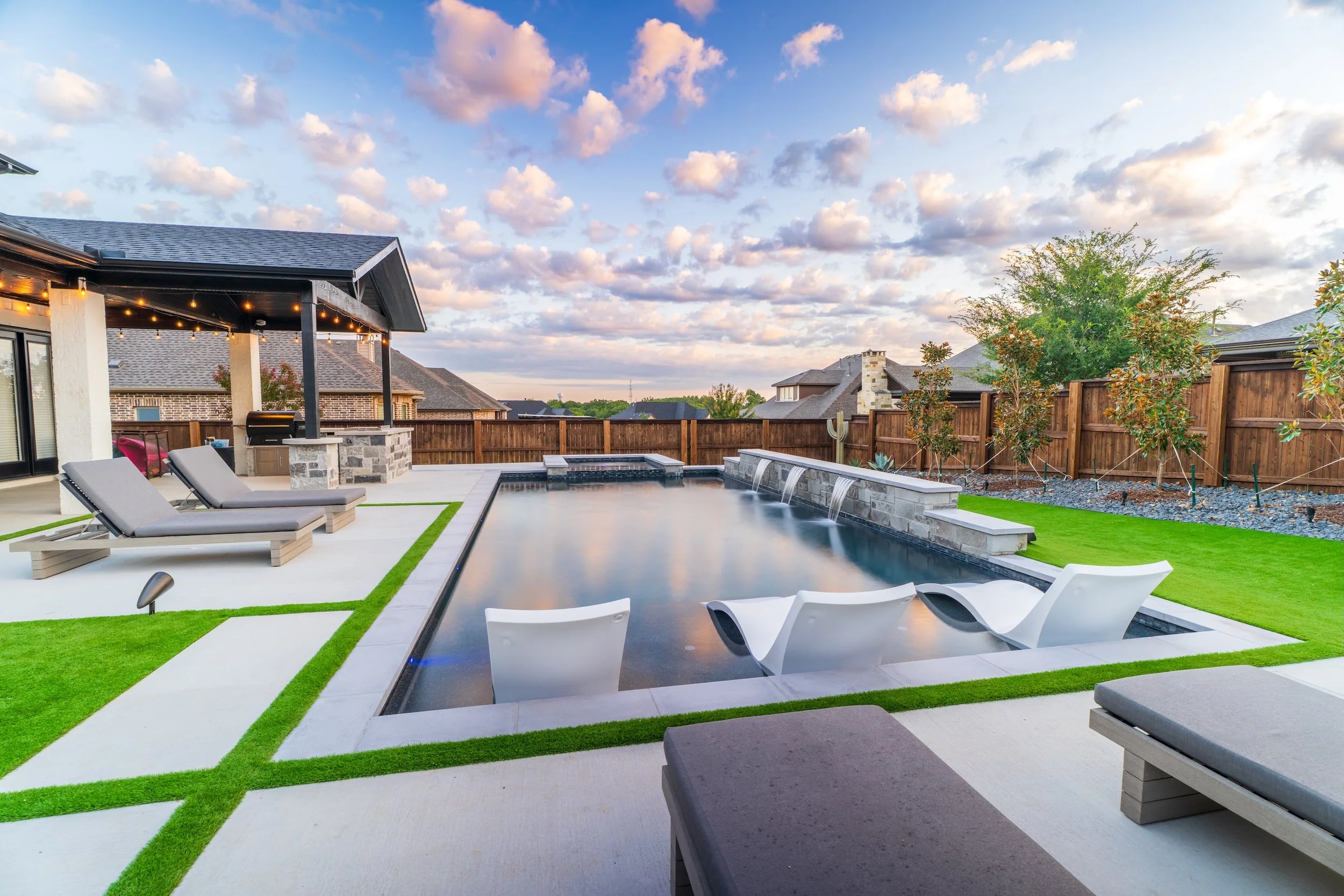 custom pool builder pool and spa outdoor living in Roanoke, TX by Leschber Designs