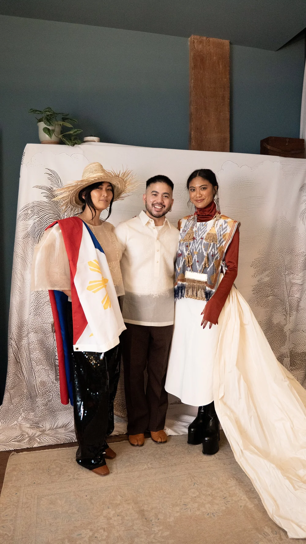 Guests at the Prologue backdrop