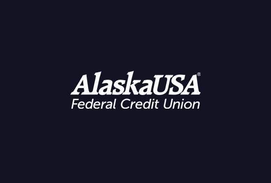 AlaskaUSA Federal Credit Union logo on a dark background.