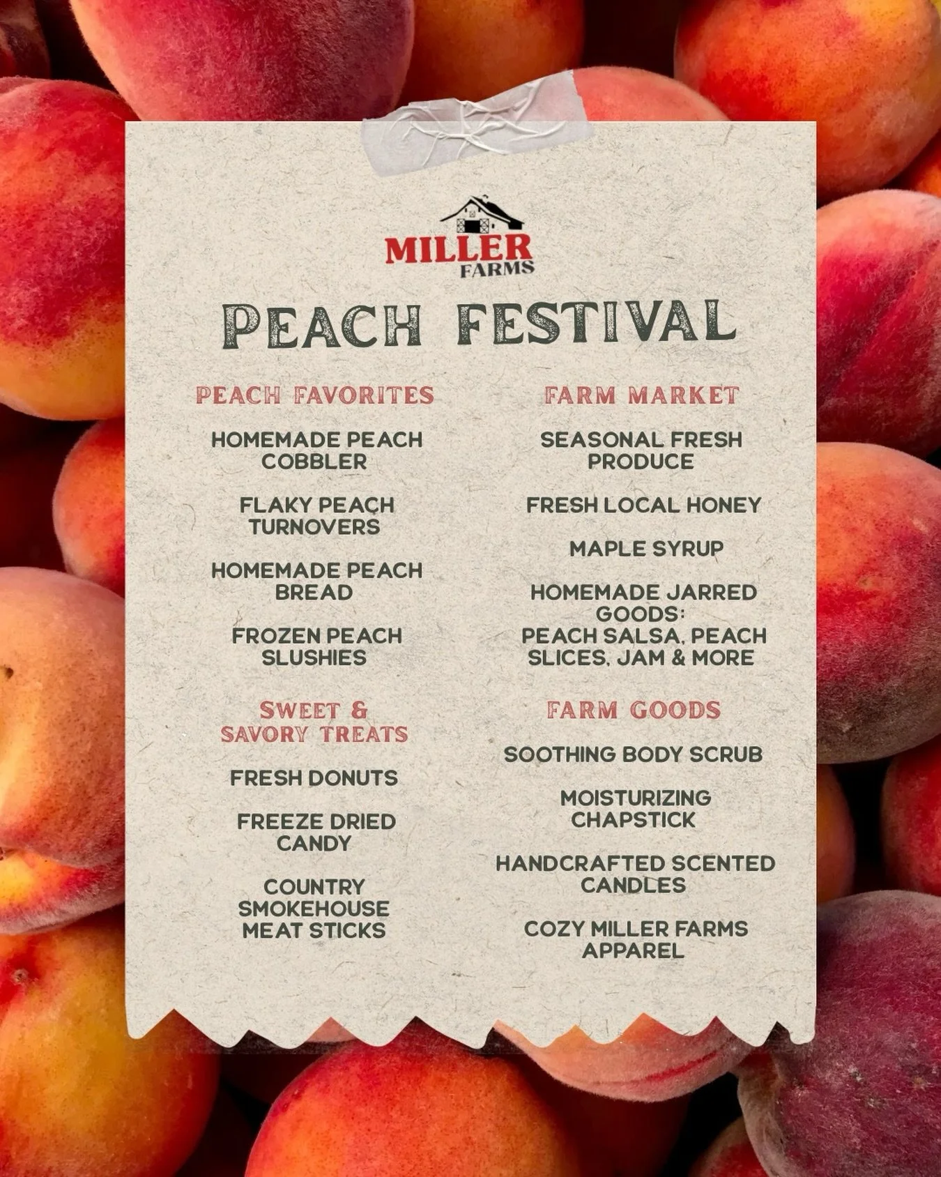 If you&rsquo;ve been waiting for some Miller Farms goods, your time is finally here!

We&rsquo;re bringing the farm to the Romeo Peach Festival starting TODAY, and we&rsquo;ll be there all weekend long!

📍 Find us inside the festival at the Romeo Li