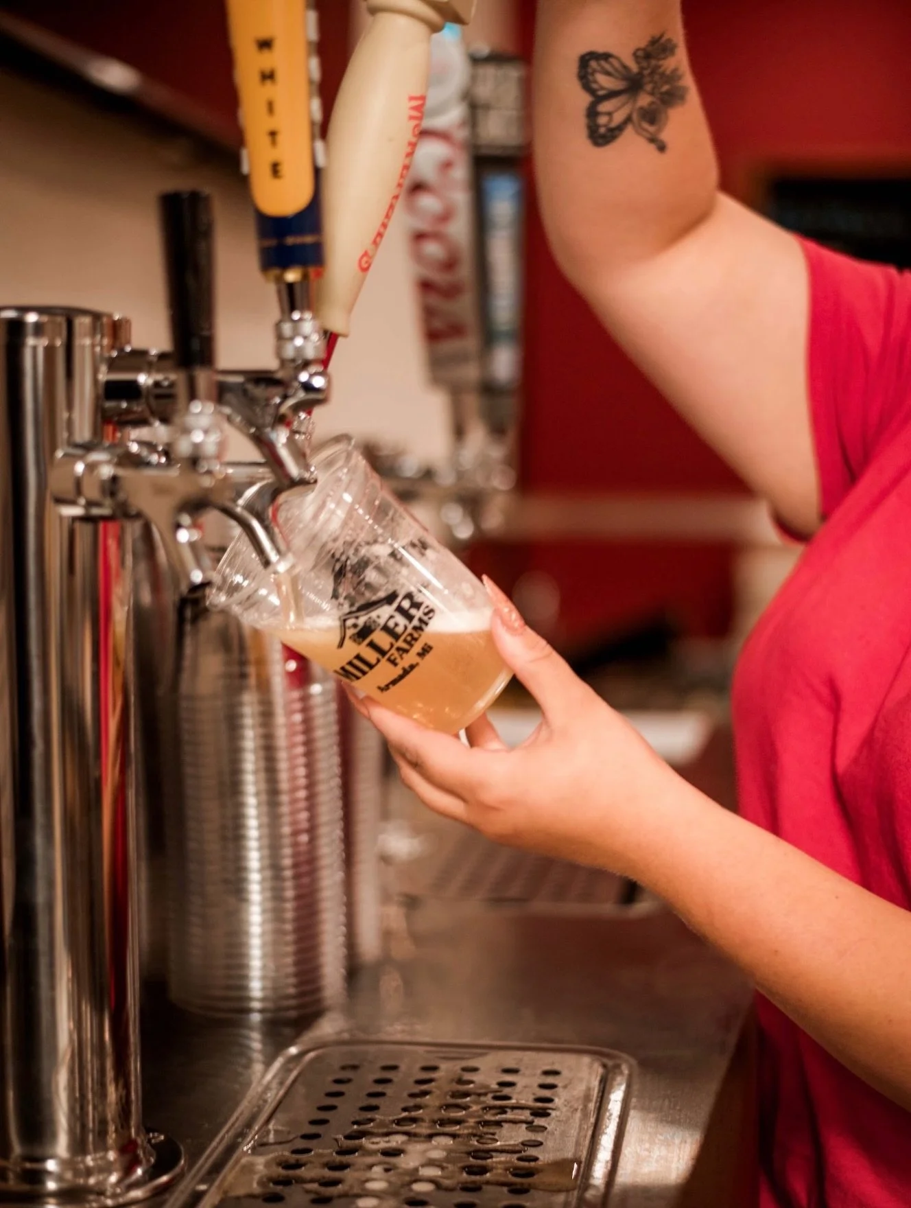 Two places to sip, relax, and enjoy fall at Miller Farms!

🍺 The Outpost, Outdoor Bar 
Established in 2025, The Outpost is our grain bin bar located right in the Fun Zone! Catch the game on our TVs, stay warm with our heaters, and enjoy a cold drink