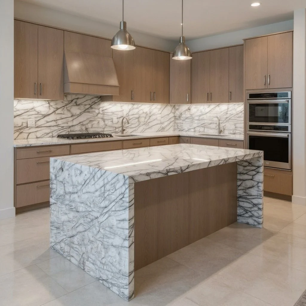 Transform your kitchen into a statement of modern elegance with Cristallo Nero quartzite countertops. This striking natural stone blends deep, dramatic tones with translucent crystal-like details, creating a look that&rsquo;s both bold and timeless. 