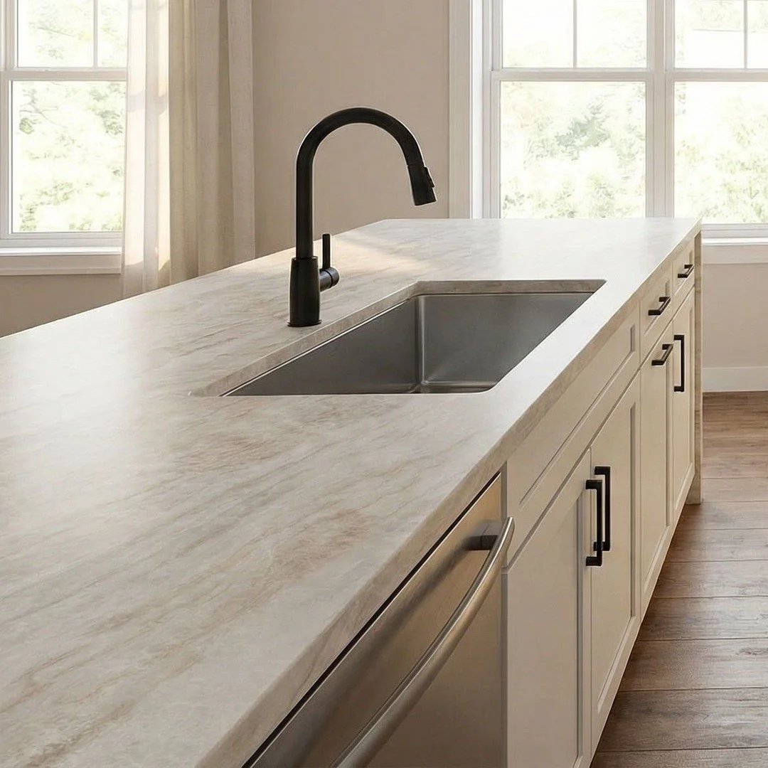 Taj Supreme delivers the look of Taj Mahal quartzite with the consistency of quartz&mdash;now available with a refined silk finish and true full-body through-vein construction.

The veining continues through the slab, creating a more convincing edge 