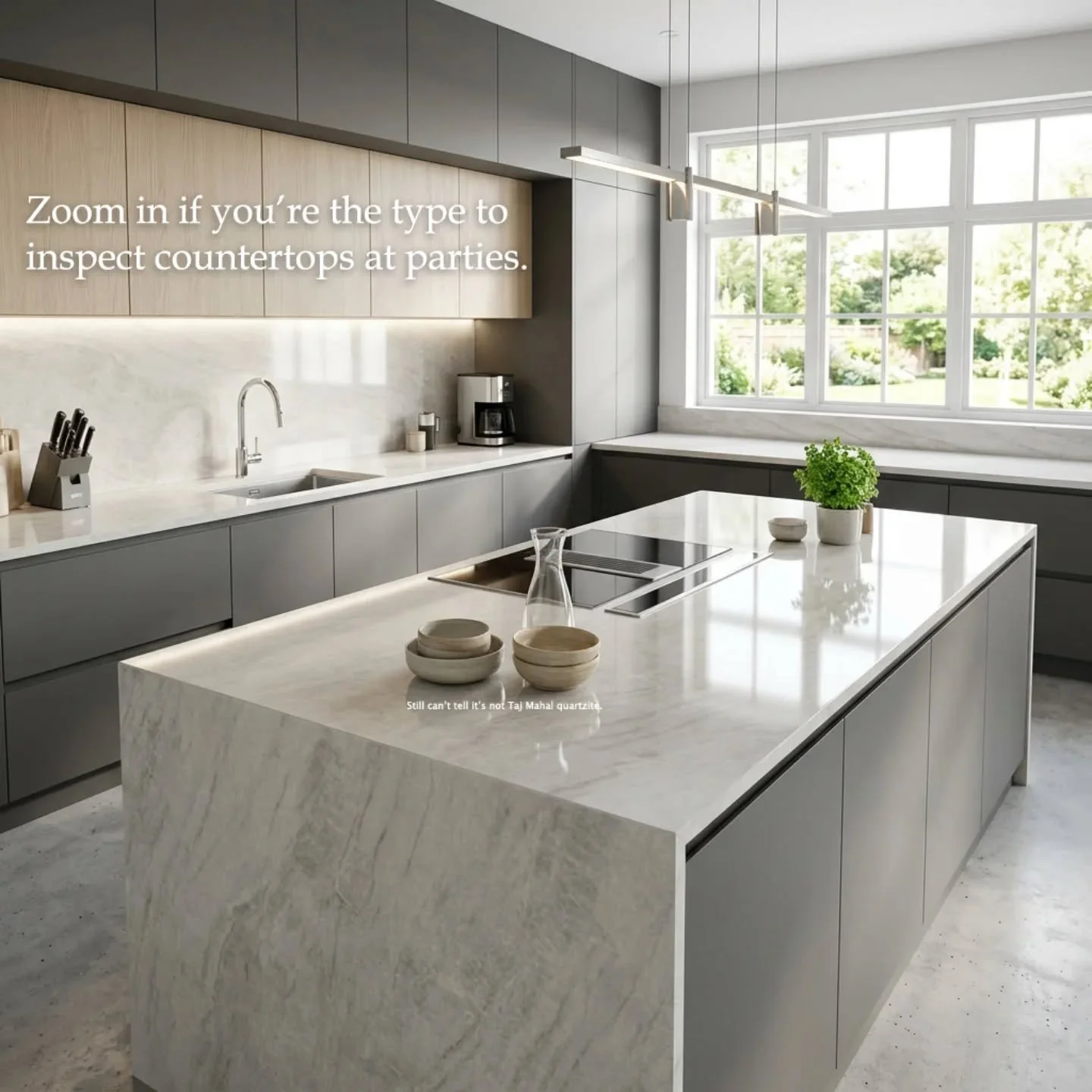 You can keep zooming in. It&rsquo;s still quartz.

Taj Supreme by Orris is available now in both Polished and Silk finishes! Contact us for pricing.

#QuartzCountertops #KitchenDesign #LuxuryKitchen #InteriorDesign #KitchenInspo