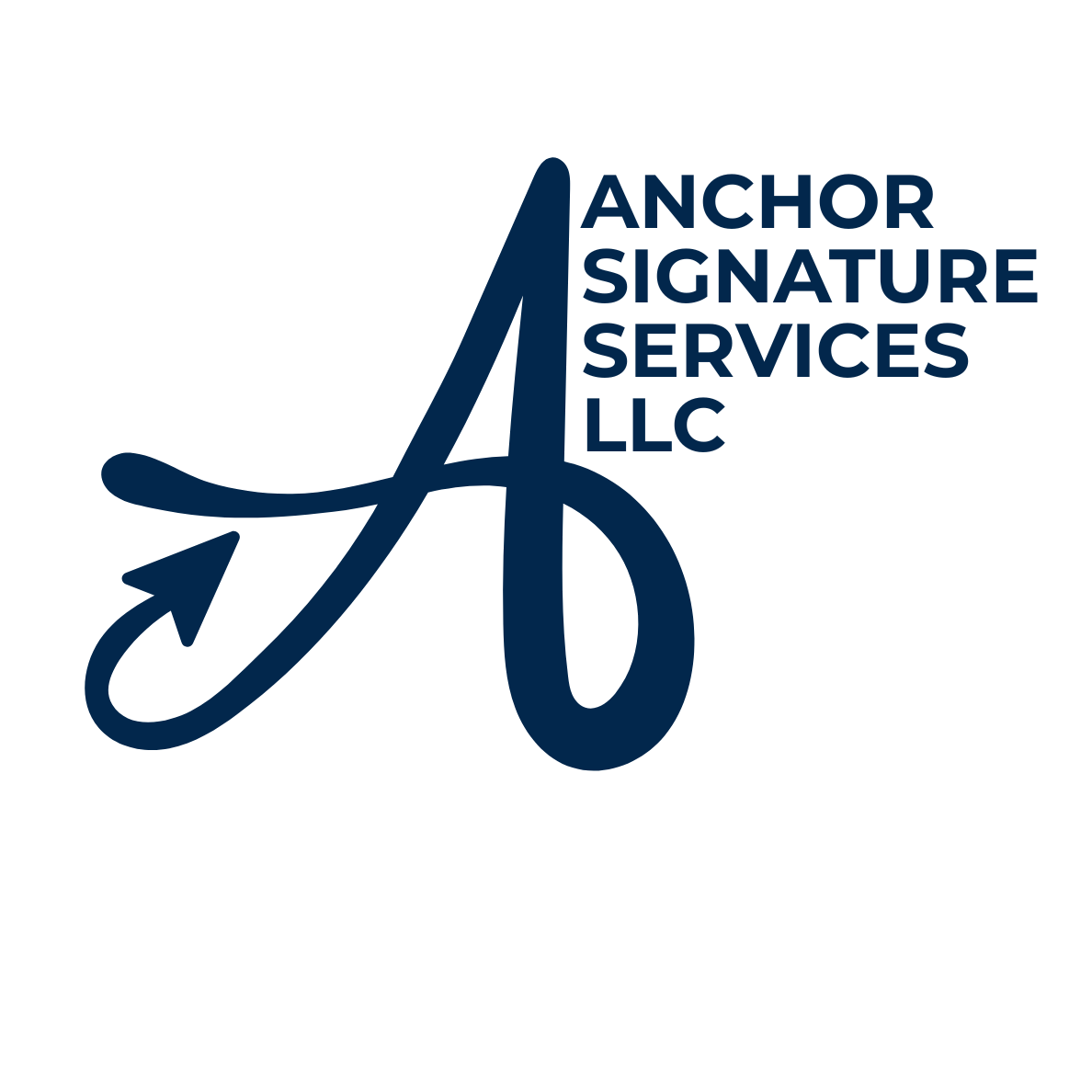 Logo of Anchor Signature Services LLC, a Virtual assistant business, featuring a stylized letter A with an arrow integrated into the design.