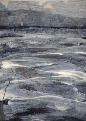 LAND, SEA, SKY
Monotype, oil paint and water on Rives B.F.K.
3.5" x 4.5"
c. 2001