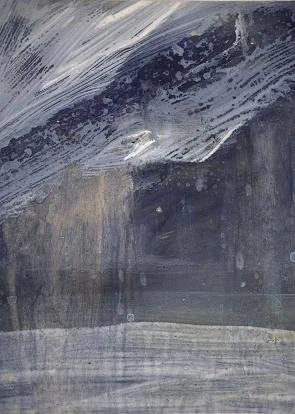 LAND, SEA, SKY
Monotype, oil paint and water on Rives B.F.K.
3.5" x 4.5"
c. 2001